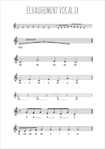 Echauffement vocal IX Partitions gratuites